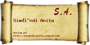 Simándi Anita névjegykártya